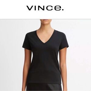 VINCE Pima Cotton Black V-Neck Shirt Tee (medium)